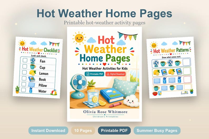 Hot Weather Home Pages | Hot Weather Activities for Kids | Printable PDF | Digital Download image 2