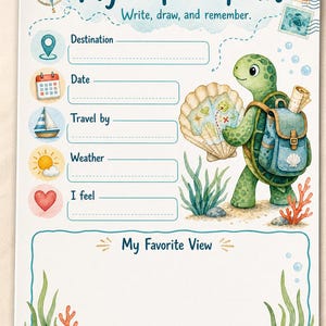 Turtle Travel Trail | kids travel journal | Printable PDF | Digital Download image 5
