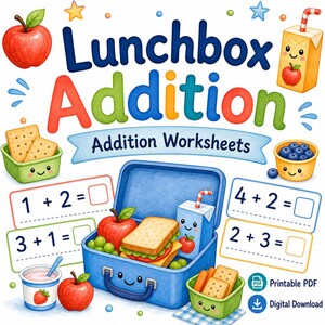 Lunchbox Addition | Addition Worksheets | Printable PDF | Digital Download image 1