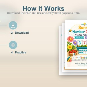 Sunny Number Garden | Preschool Math Worksheets | Printable PDF | Digital Download image 8