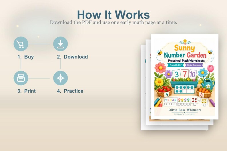 Sunny Number Garden | Preschool Math Worksheets | Printable PDF | Digital Download image 8