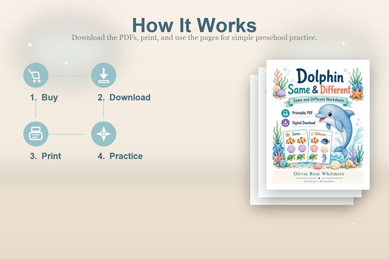 Delphin gleich & unterschiedlich | Gleiche und Verschiedene Arbeitsblätter | Druckbare PDF | Digitaler Download Bild 8