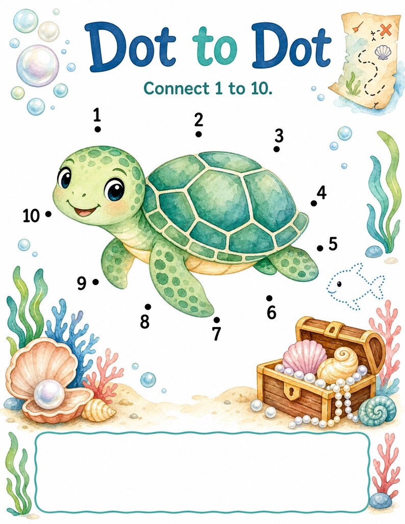 Turtle Treasure Tasks | Kids Activity Sheets | Printable PDF | Digital Download image 6