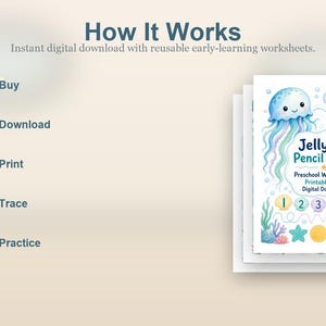 Jellyfish Pencil Paths | Preschool Worksheets | Printable PDF | Digital Download image 4