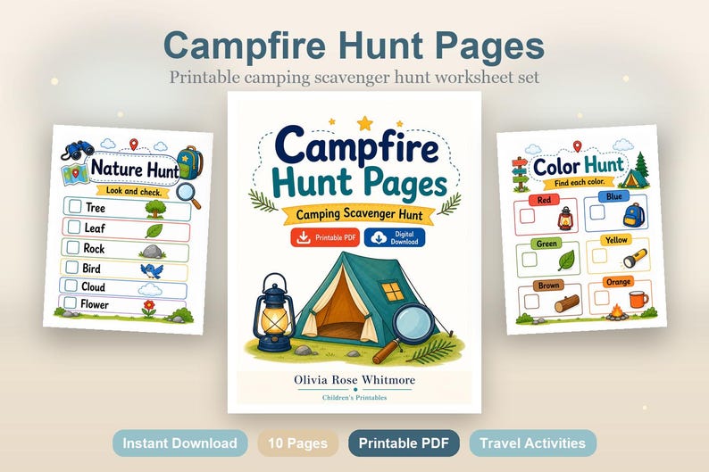 Campfire Hunt Pages | Camping Scavenger Hunt | Printable PDF | Digital Download image 2