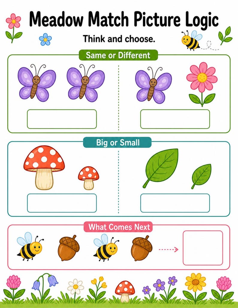 Match Meadow Pages | Matching Worksheets | Printable PDF | Digital Download image 7