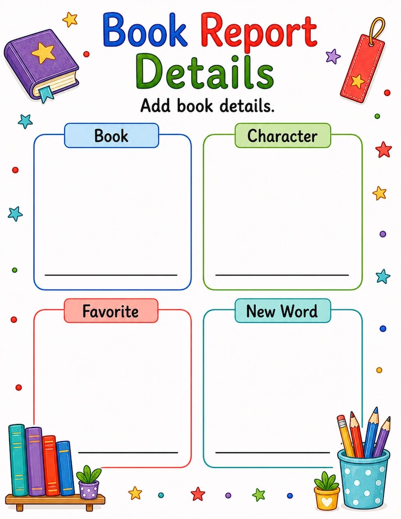 Creative Book Report Pages | Book Report Template | Printable PDF | Digital Download image 4