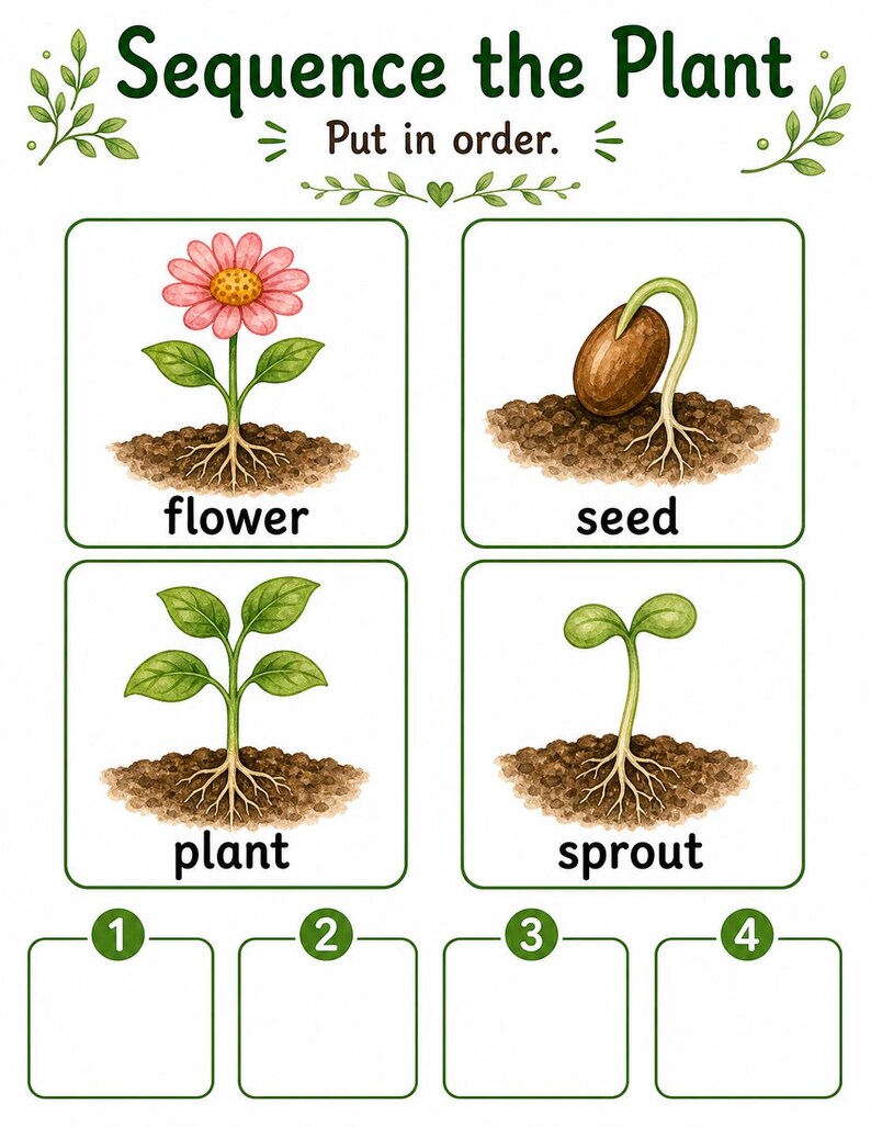 Levenscyclus van klein blad | Werkblad levenscyclus planten | Afdrukbare pdf | Digitale download afbeelding 4