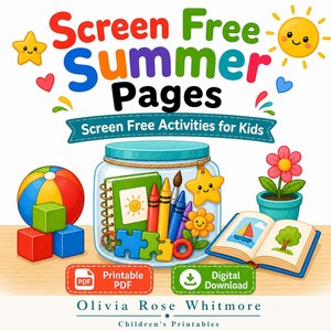 Screen Free Summer Pages | Screen Free Activities for Kids | Printable PDF | Digital Download image 1