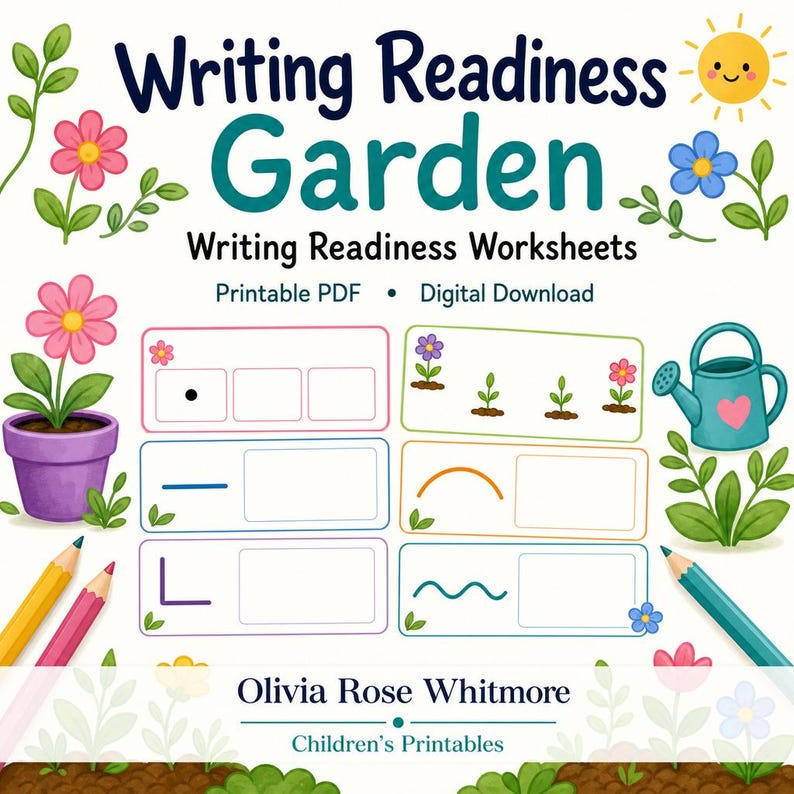 Writing Readiness Garden | Writing Readiness Worksheets | Printable PDF | Digital Download image 1