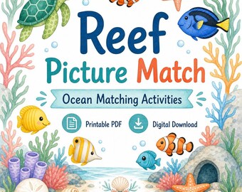 Reef Picture Match | Ocean Matching Activities | Printable PDF | Digital Download