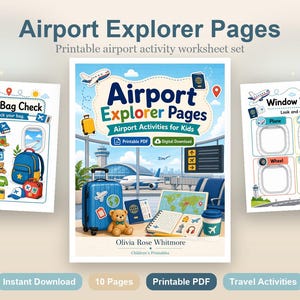 Flygplatsutforskarsidor | Flygplatsaktiviteter för barn | Utskrivbar PDF | Digital nedladdning bild 2