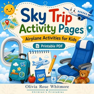 Sky Trip Activity Pages | Airplane Activities for Kids | Printable PDF | Digital Download image 1