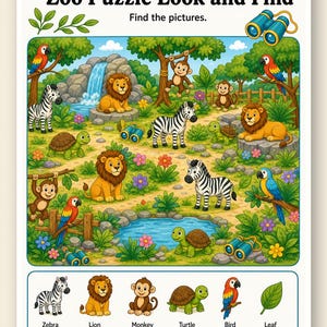 Look And Find Zoo Pages | I Spy Printable | Printable PDF | Digital Download image 9
