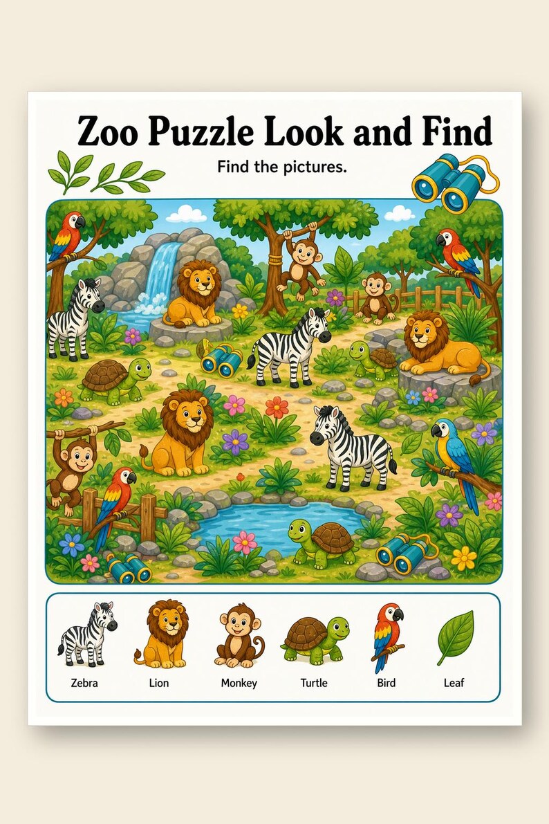 Look And Find Zoo Pages | I Spy Printable | Printable PDF | Digital Download image 9
