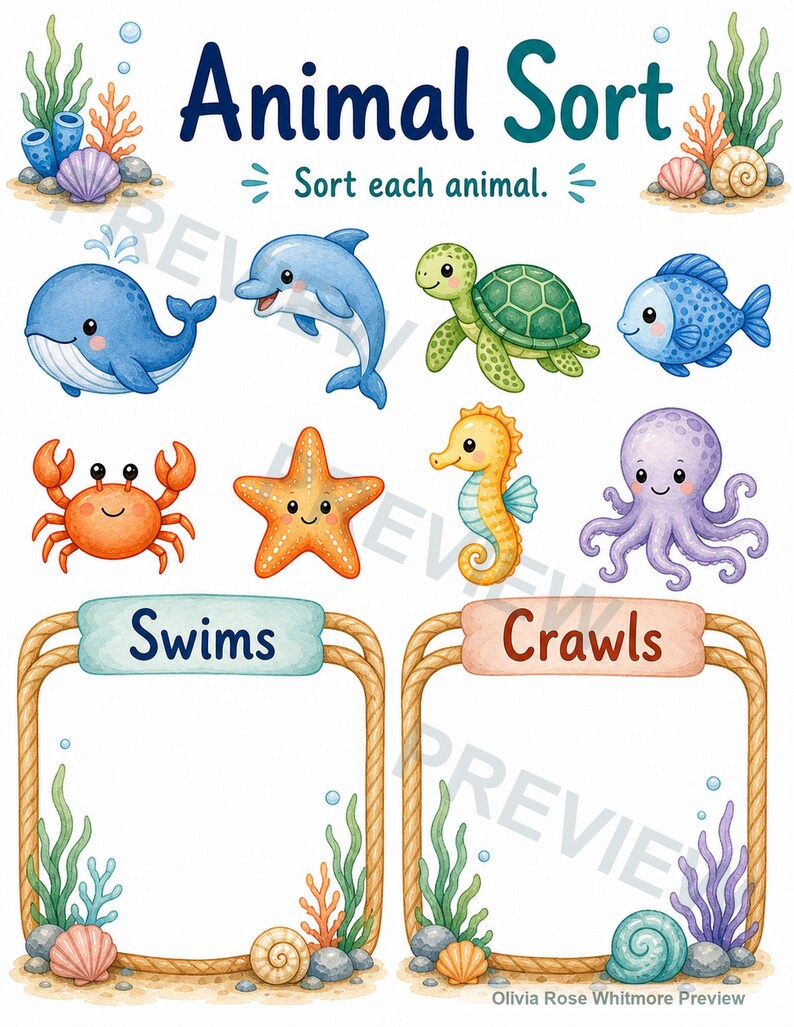 Oceanbokstäver och matchande XL | Matchande arbetsblad | Utskrivbar PDF | Digital nedladdning bild 6
