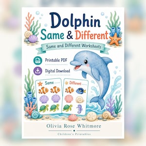 Delphin gleich & unterschiedlich | Gleiche und Verschiedene Arbeitsblätter | Druckbare PDF | Digitaler Download Bild 1