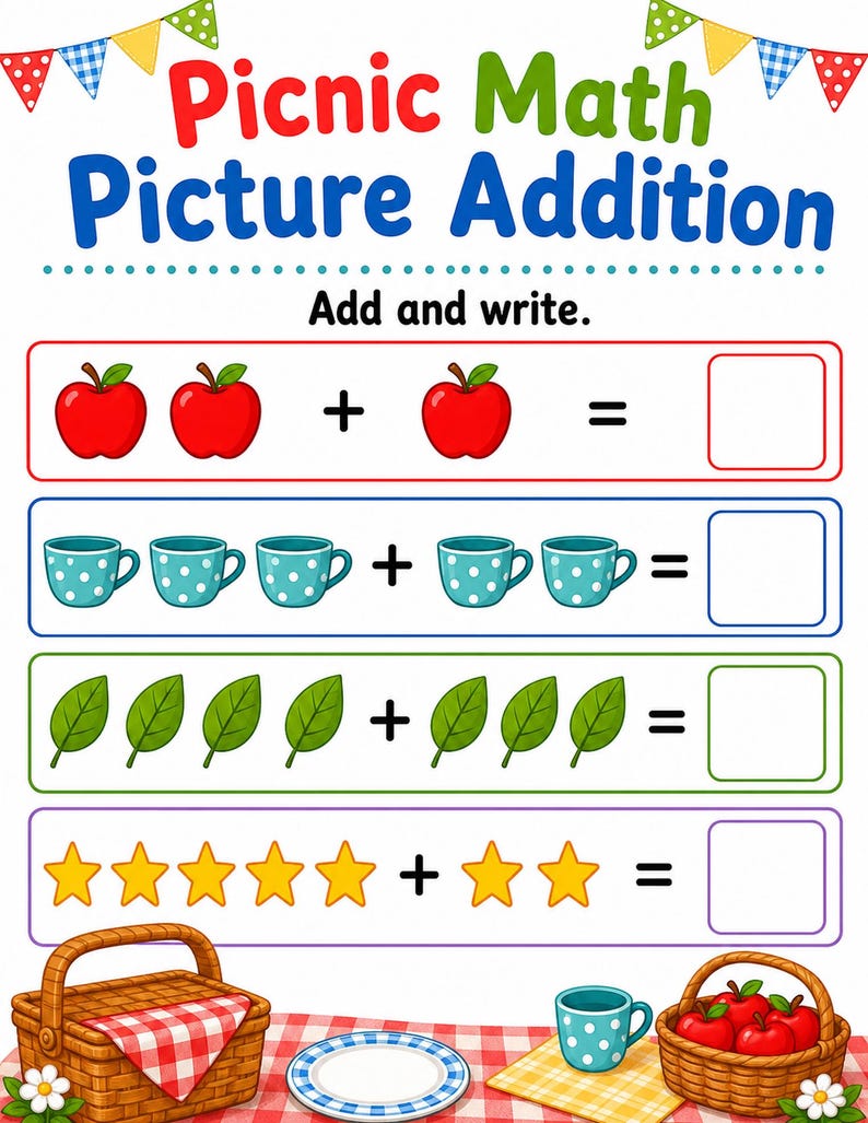 Picnic Math Mix | Addition and Subtraction Worksheets | Printable PDF | Digital Download image 3