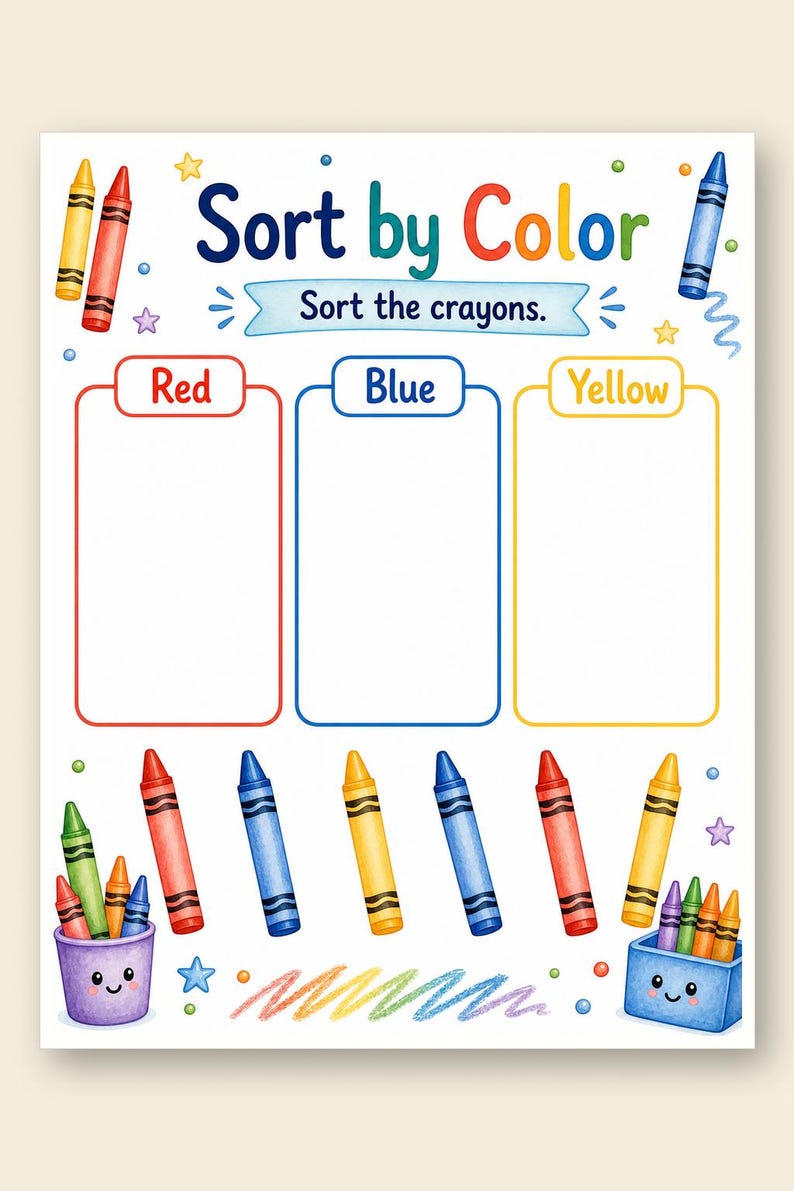 Crayon Sorting Shelf | Sorting Worksheets | Printable PDF | Digital Download image 9