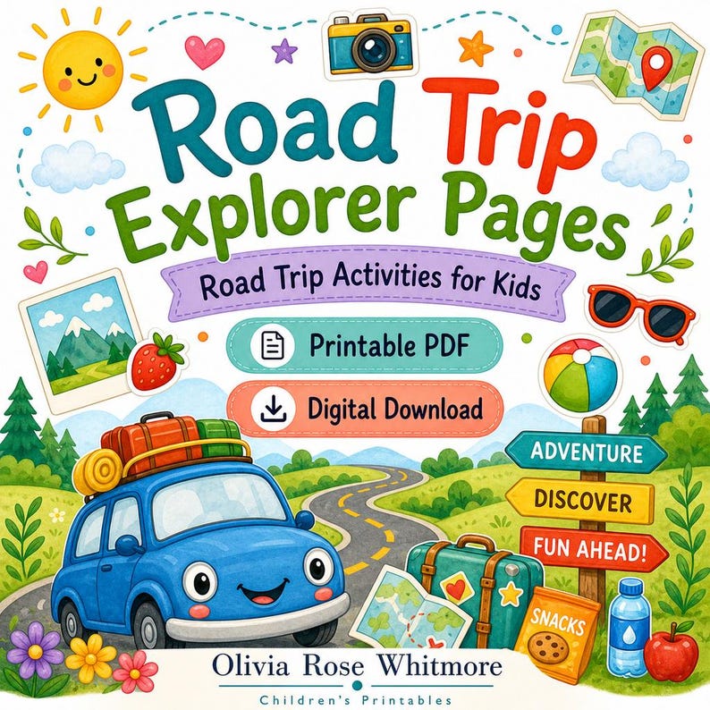 Road Trip Explorer Pages | Road Trip Activities for Kids | Printable PDF | Digital Download image 1