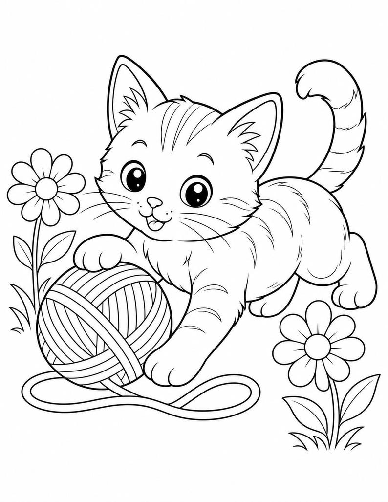 Kolorowanki Kitty Cafe | Kolorowanki z kotami | Do druku w formacie PDF | Pobierz cyfrowo zdjęcie 3