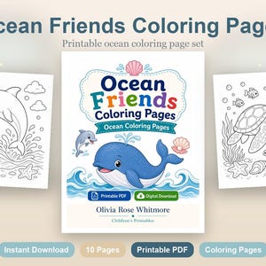 Kleurplaten Ocean Friends | Oceaan kleurplaten | Afdrukbare pdf | Digitale download afbeelding 2