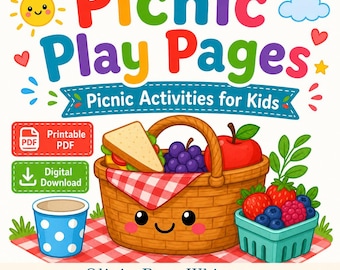 Páginas de juegos para picnic / Actividades para niños en un picnic / PDF imprimible / Descarga digital