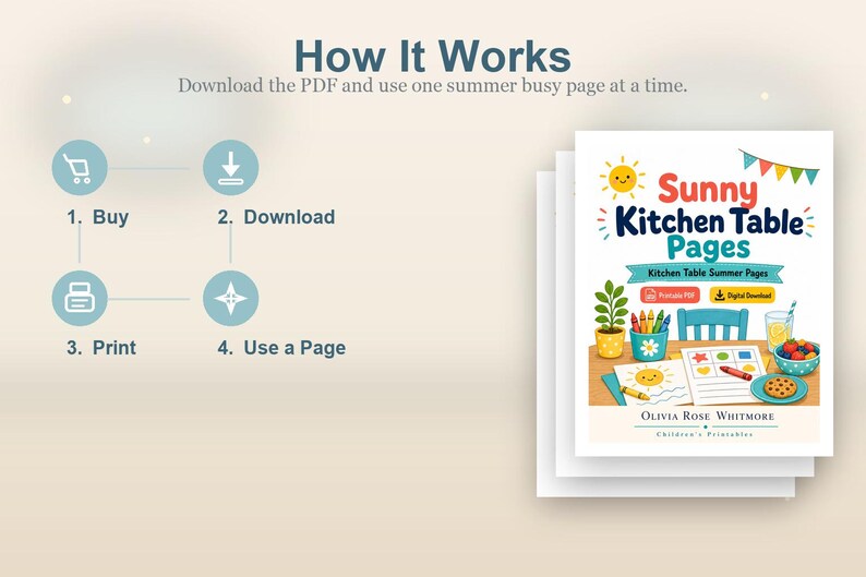 Páginas para la mesa de la cocina soleada / Páginas de verano para la mesa de la cocina / PDF imprimible / Descarga digital imagen 8