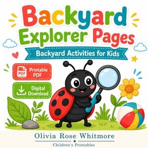 Backyard Entdecker-Seiten | Gartenaktivitäten für Kinder | Druckbare PDF | Digitaler Download Bild 1