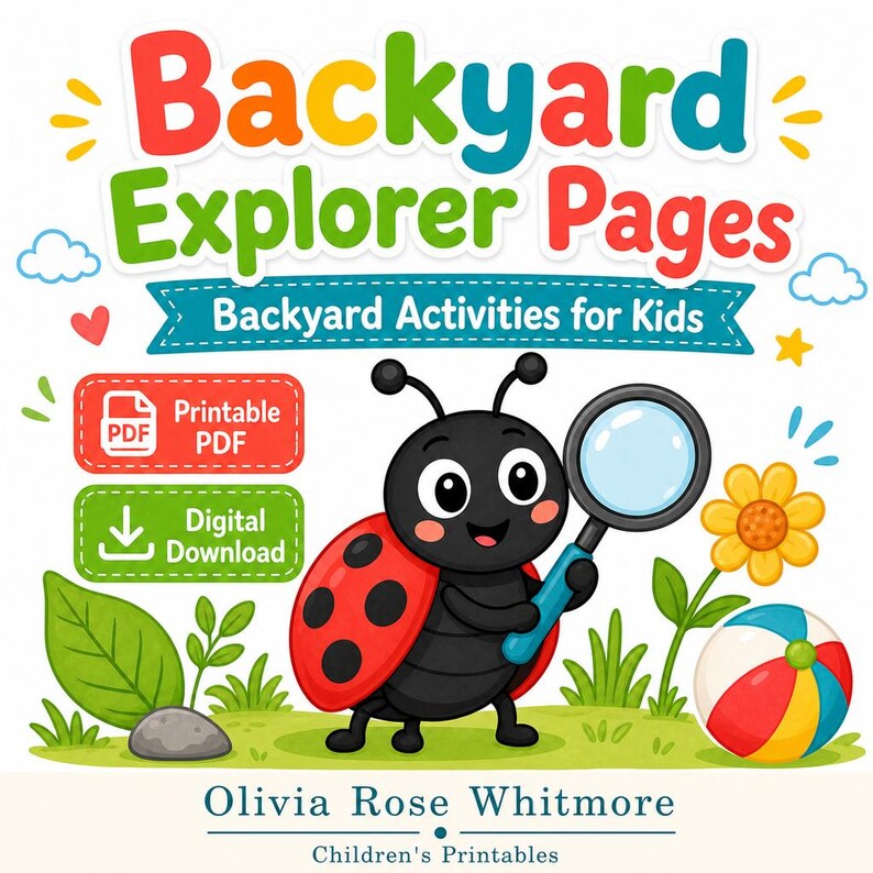 Backyard Entdecker-Seiten | Gartenaktivitäten für Kinder | Druckbare PDF | Digitaler Download Bild 1
