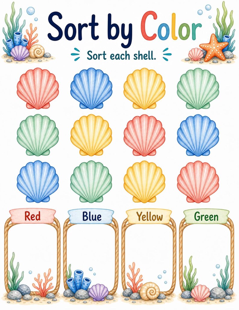 Ocean Color Splash | Color Worksheets | Printable PDF | Digital Download image 6
