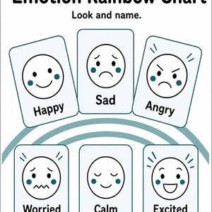Registro de emociones arcoíris / Tabla de emociones para niños / PDF imprimible / Descarga digital imagen 3