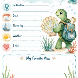 Turtle Travel Trail | kids travel journal | Printable PDF | Digital Download image 3