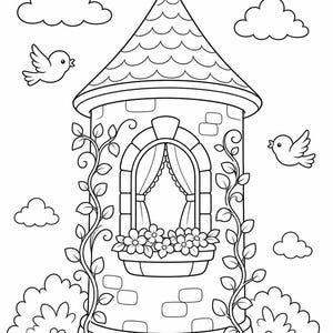 Dibujos para colorear de castillos de princesas / Dibujos para colorear de princesas / PDF imprimible / Descarga digital imagen 6