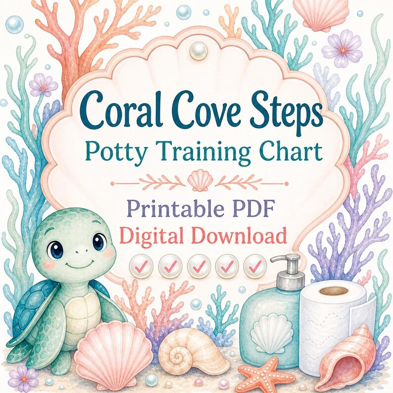 Scala di addestramento all'uso del vasino Coral Cove / PDF stampabile / Download digitale immagine 1