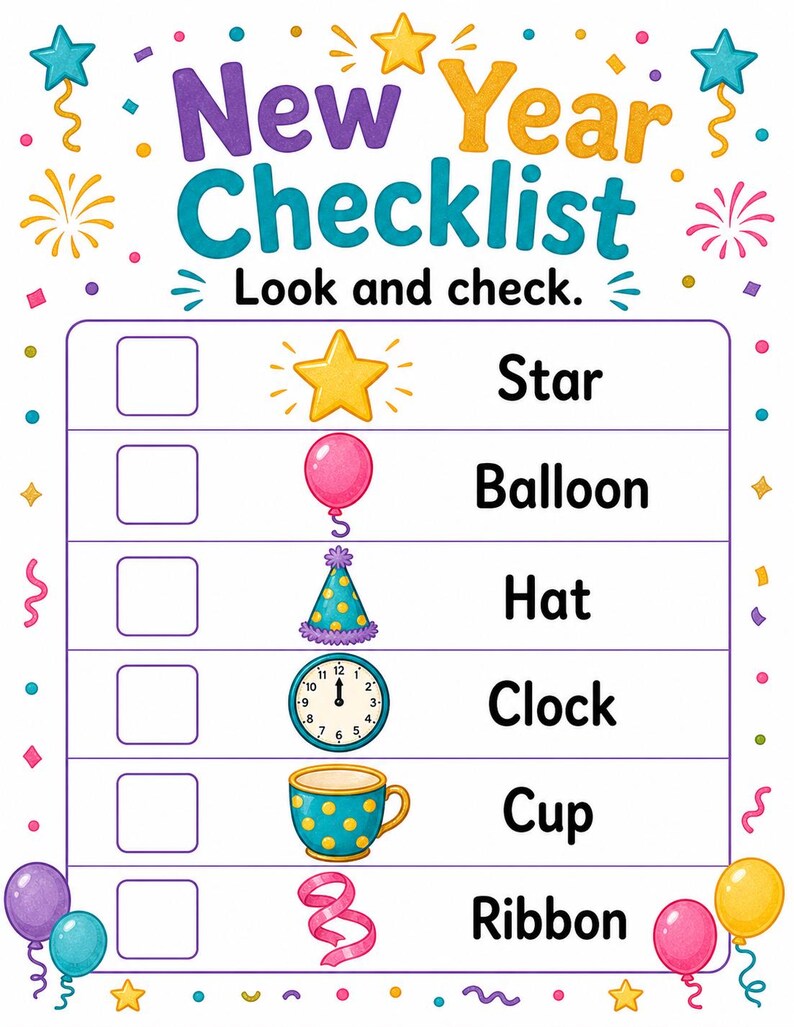 Sparkle Neujahrs-Tätigkeitsseiten | Neujahrs-aktivitätsblätter | Druckbare PDF | Digitaler Download Bild 4
