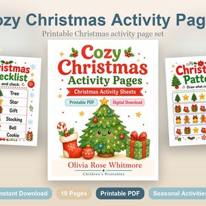 Cozy Christmas Activity Pages | Christmas Activity Sheets | Printable PDF | Digital Download image 2