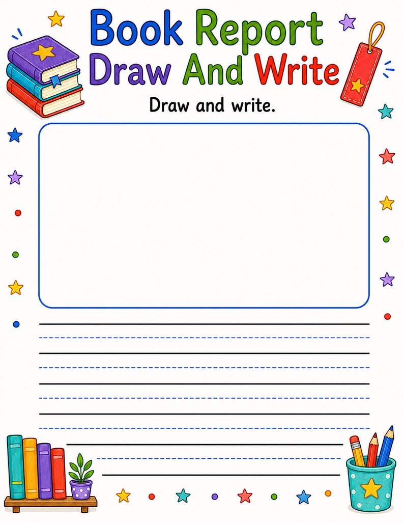 Creative Book Report Pages | Book Report Template | Printable PDF | Digital Download image 5