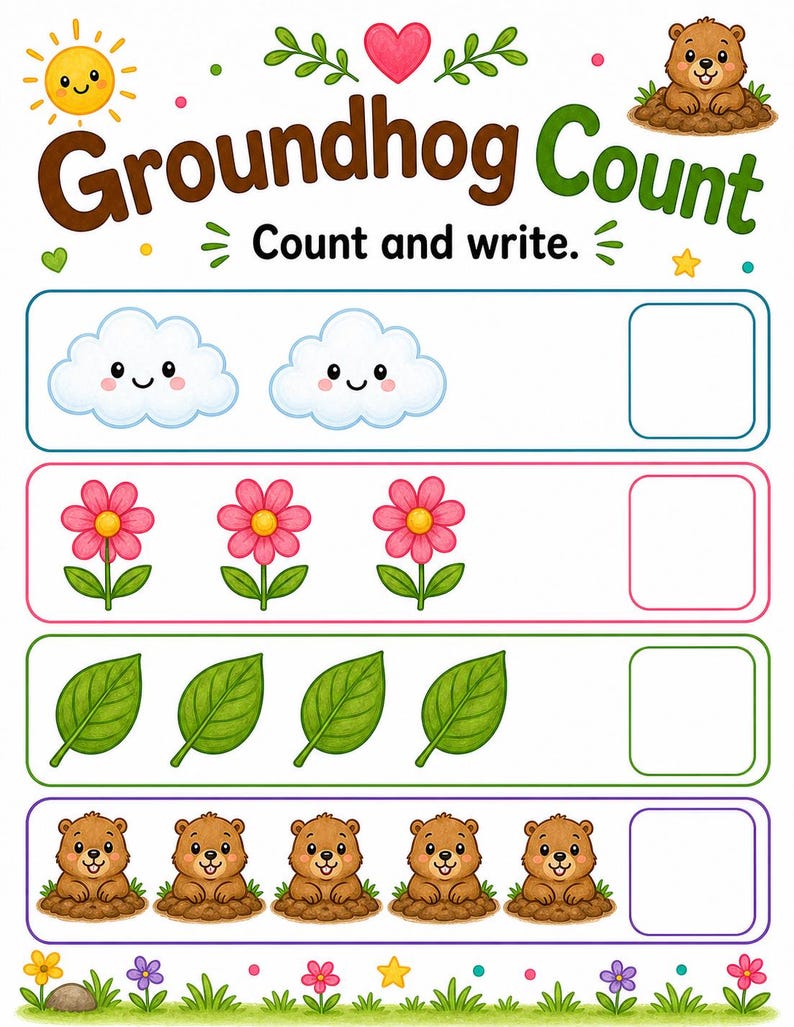 Groundhog Meadow Activity Pages | Groundhog Day Activity Sheets | Printable PDF | Digital Download image 5