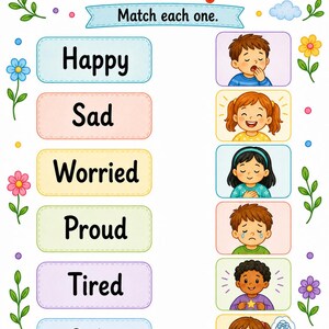 Visages empathiques | Feuilles de travail sur l'empathie pour les enfants | PDF imprimable | Téléchargement numérique image 4