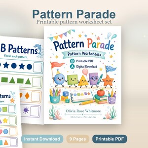 Pattern Parade | Pattern Worksheets | Printable PDF | Digital Download image 2