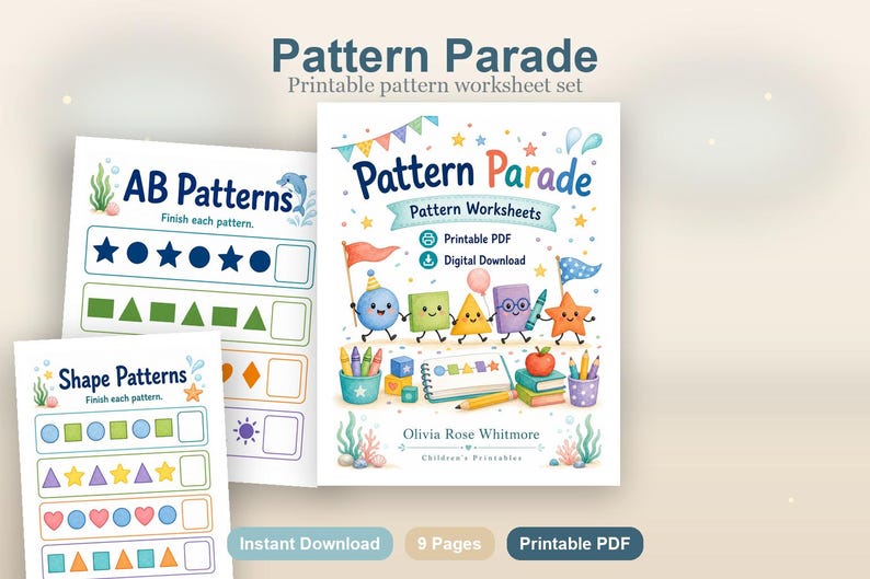 Pattern Parade | Pattern Worksheets | Printable PDF | Digital Download image 2