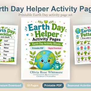 Earth Day Helper Activity Pages | Earth Day Activity Sheets | Printable PDF | Digital Download image 2