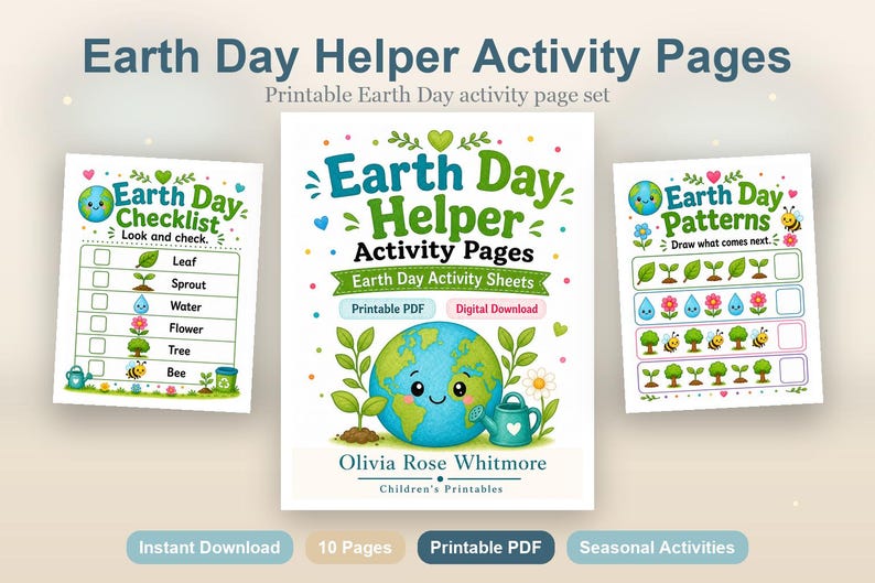 Earth Day Helper Activity Pages | Earth Day Activity Sheets | Printable PDF | Digital Download image 2