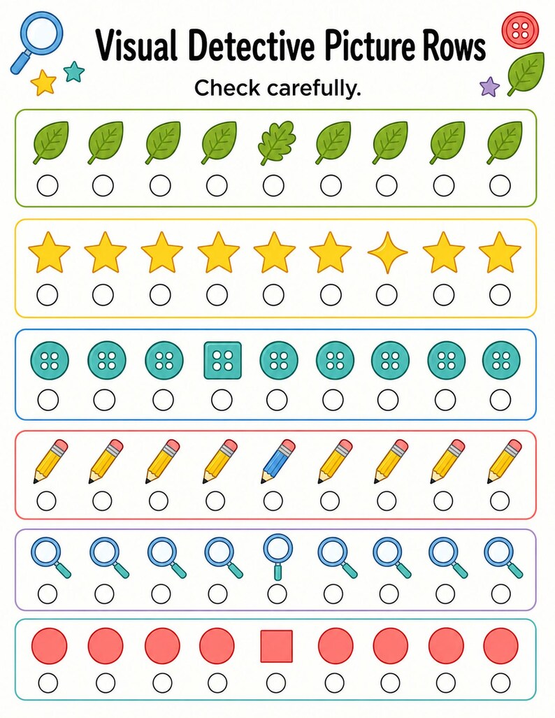 Detective visuele discriminatie | Werkbladen visuele discriminatie | Afdrukbare pdf | Digitale download afbeelding 7