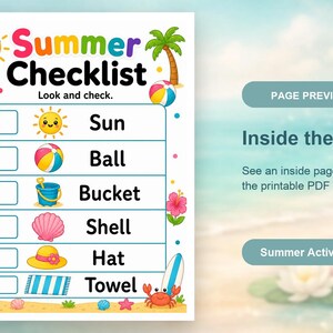Pages d'activités au soleil d'été | Feuilles d'activités estivales | PDF imprimable | Téléchargement numérique image 10