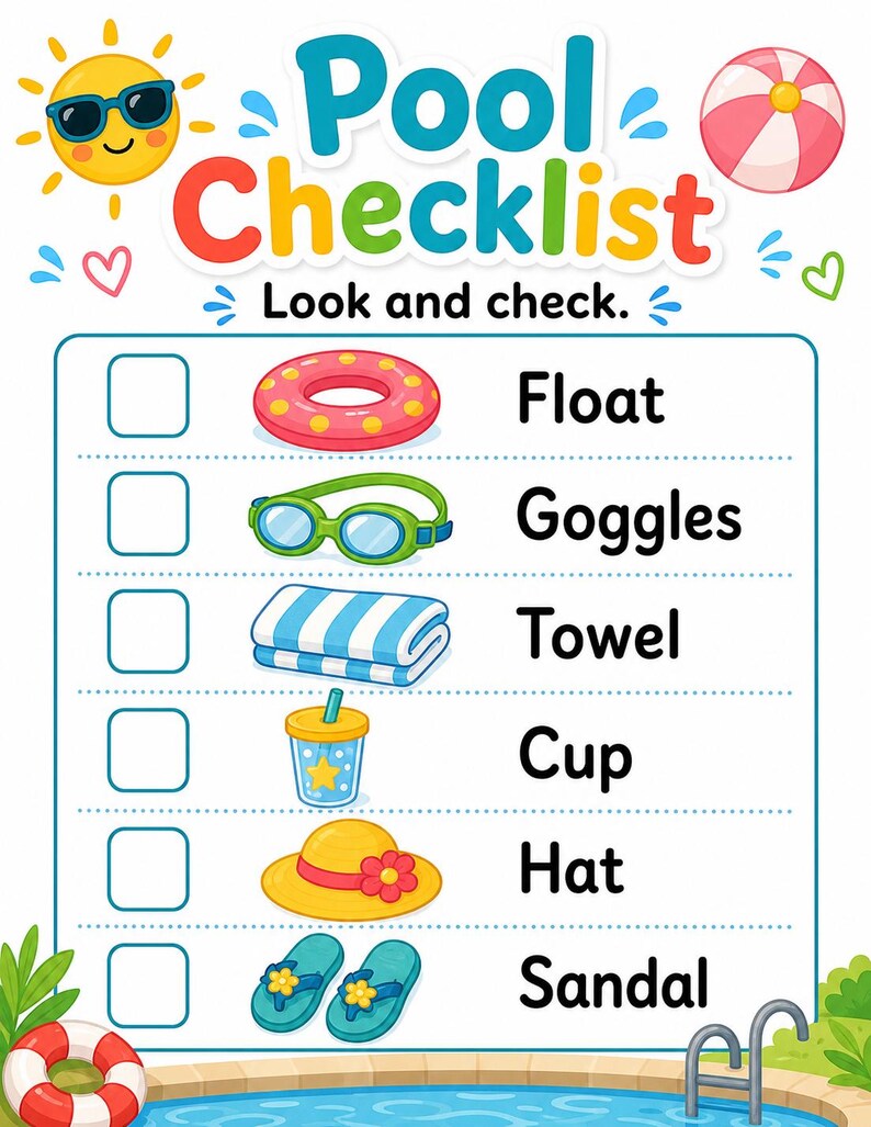 Pool Day Play Pages | Pool Activities for Kids | Printable PDF | Digital Download image 4