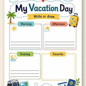 Vacation Journal Pages | Vacation Journal for Kids | Printable PDF | Digital Download image 9