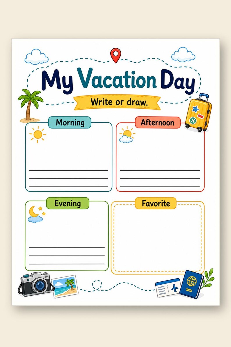 Vacation Journal Pages | Vacation Journal for Kids | Printable PDF | Digital Download image 9