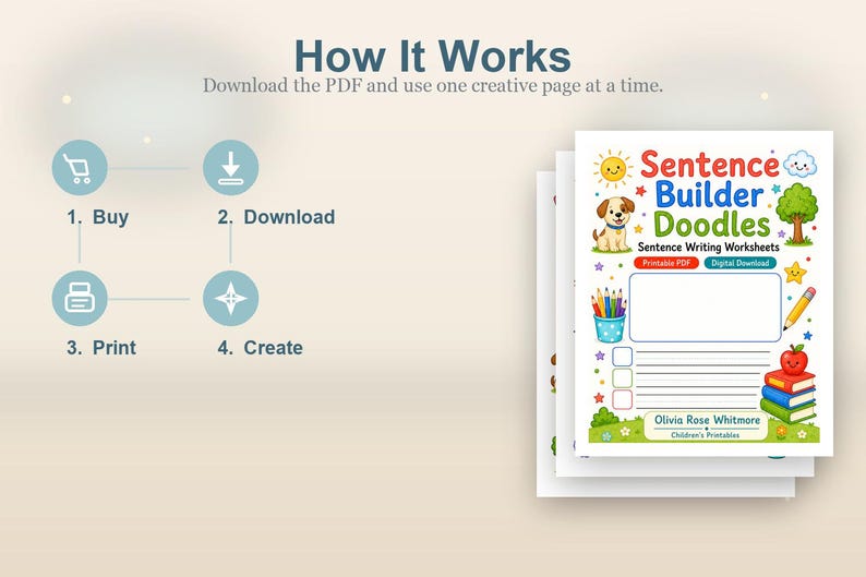 Sentence Builder Doodles | Sentence Writing Worksheets | Printable PDF | Digital Download image 8